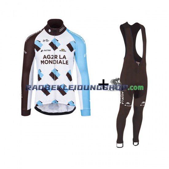 2017 AG2R La Mondiale Set(Radtrikot Langarm und Trägerhose Lang) Herren N001