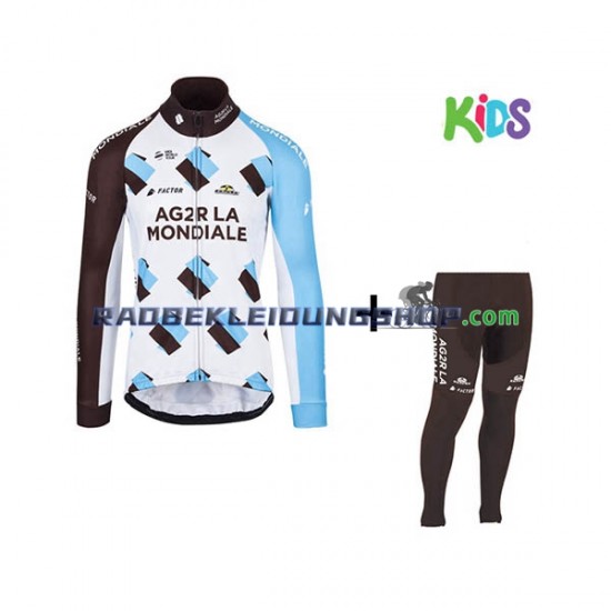 2017 AG2R La Mondiale Set(Radtrikot Langarm und Radhose Lang) Kinder N001