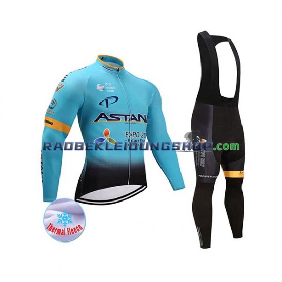 2017 Astana Pro Team Thermo Set(Radtrikot und Trägerhose) Herren N001