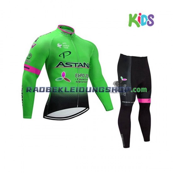 2017 Astana Pro Team Set(Radtrikot Langarm und Radhose Lang) Kinder N002