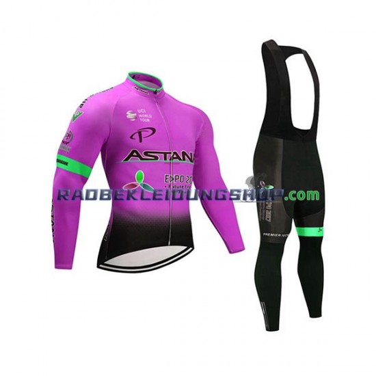 2017 Astana Pro Team Set(Radtrikot Langarm und Trägerhose Lang) Herren N003