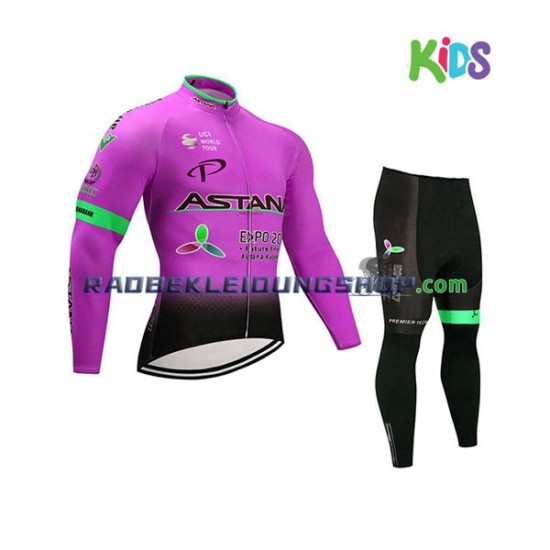 2017 Astana Pro Team Set(Radtrikot Langarm und Radhose Lang) Kinder N003