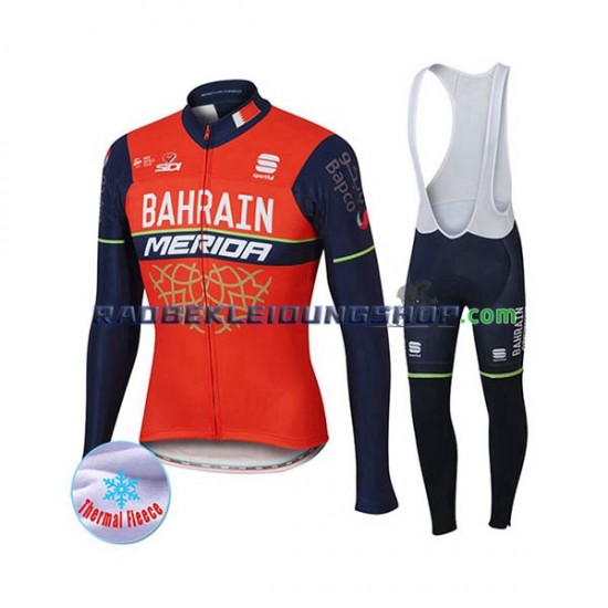 2017 Bahrain Merida Thermo Set(Radtrikot und Trägerhose) Herren N001