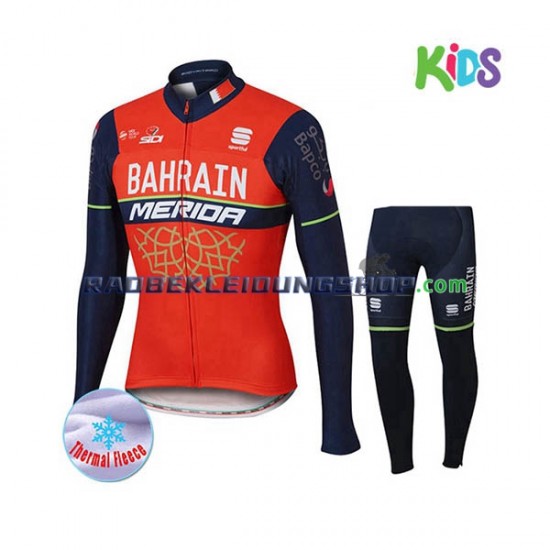 2017 Bahrain Merida Thermo Set(Radtrikot und Radhose) Kinder N001