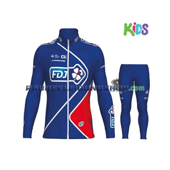 2017 FDJ Set(Radtrikot Langarm und Radhose Lang) Kinder N002