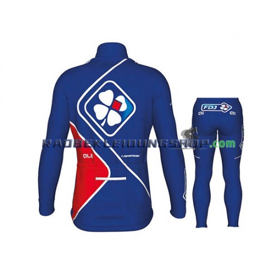 2017 FDJ Set(Radtrikot Langarm und Radhose Lang) Kinder N002