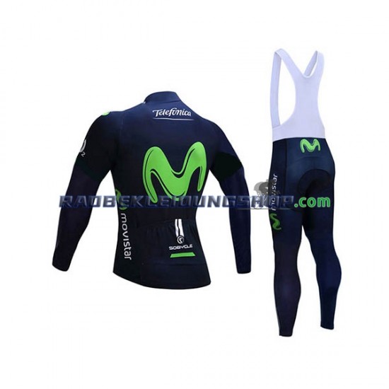 2017 Movistar Team Set(Radtrikot Langarm und Trägerhose Lang) Herren N001