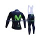 2017 Movistar Team Set(Radtrikot Langarm und Trägerhose Lang) Herren N001