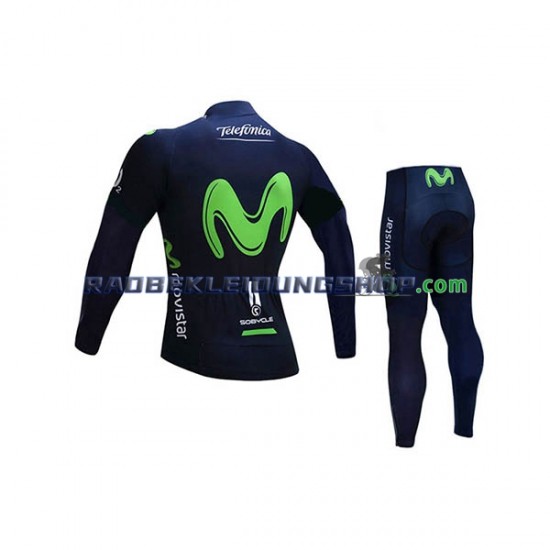 2017 Movistar Team Set(Radtrikot Langarm und Radhose Lang) Kinder N001