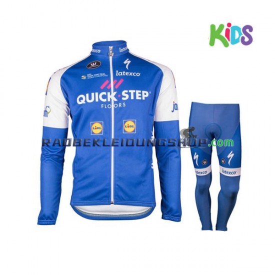 2017 Quick-Step Floors Set(Radtrikot Langarm und Radhose Lang) Kinder N001