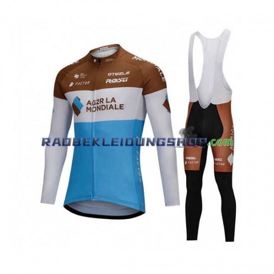 2018 AG2R La Mondiale Set(Radtrikot Langarm und Trägerhose Lang) Herren N001