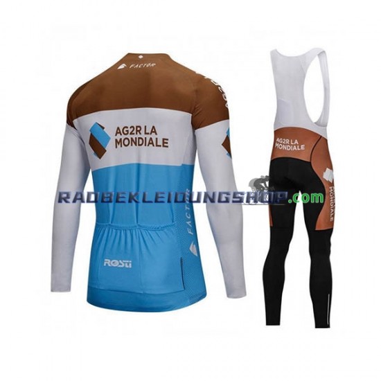 2018 AG2R La Mondiale Set(Radtrikot Langarm und Trägerhose Lang) Herren N001