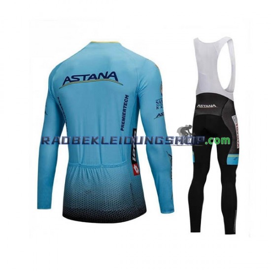 2018 Astana Pro Team Set(Radtrikot Langarm und Trägerhose Lang) Herren N001