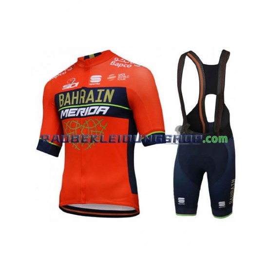 2018 Bahrain Merida Set(Radtrikot und Fahrradhose) Herren N001