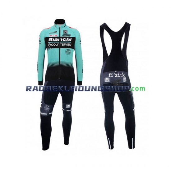 2018 Bianchi Countervail Set(Radtrikot Langarm und Trägerhose Lang) Herren N001