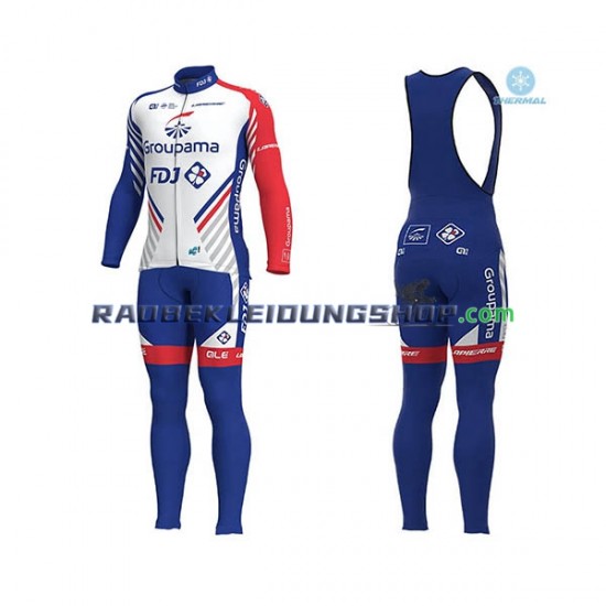 2018 FDJ Thermo Set(Radtrikot und Trägerhose) Herren N001