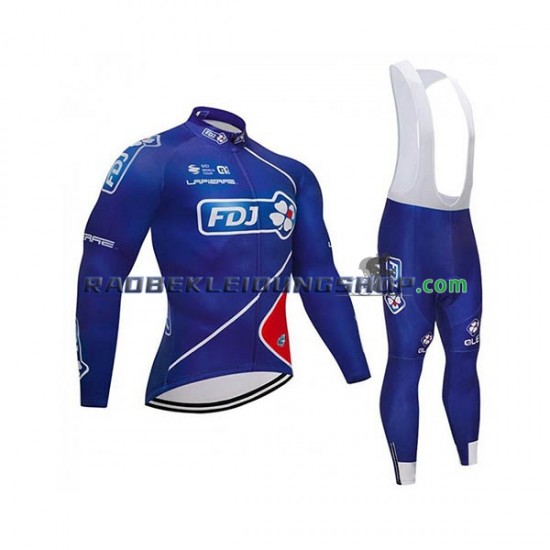 2018 FDJ Set(Radtrikot Langarm und Trägerhose Lang) Herren N002