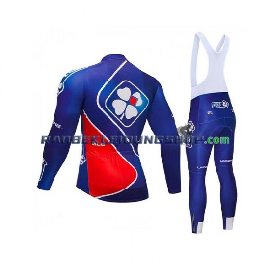 2018 FDJ Set(Radtrikot Langarm und Trägerhose Lang) Herren N002