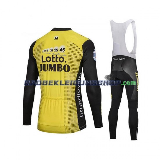 2018 LottoNL-Jumbo Set(Radtrikot Langarm und Trägerhose Lang) Herren N001