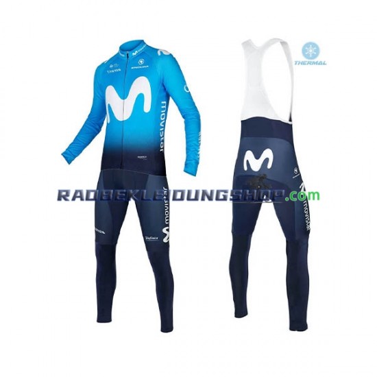 2018 Movistar Team Thermo Set(Radtrikot und Trägerhose) Herren N001