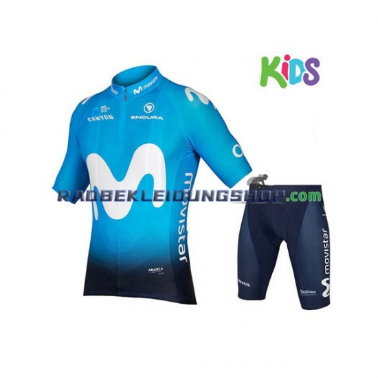 2018 Movistar Team Set(Radtrikot und Fahrradhose) Kinder N001