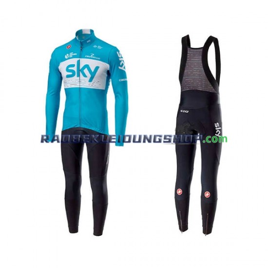 2018 Team Sky Set(Radtrikot Langarm und Trägerhose Lang) Herren N002