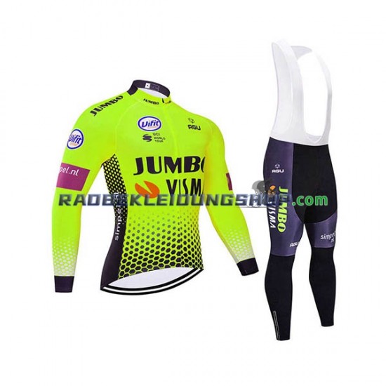 2019 Team Jumbo–Visma Set(Radtrikot Langarm und Trägerhose Lang) Herren N002