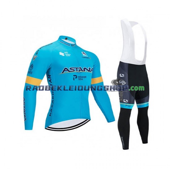 2020 Astana Pro Team Set(Radtrikot Langarm und Trägerhose Lang) Herren N001