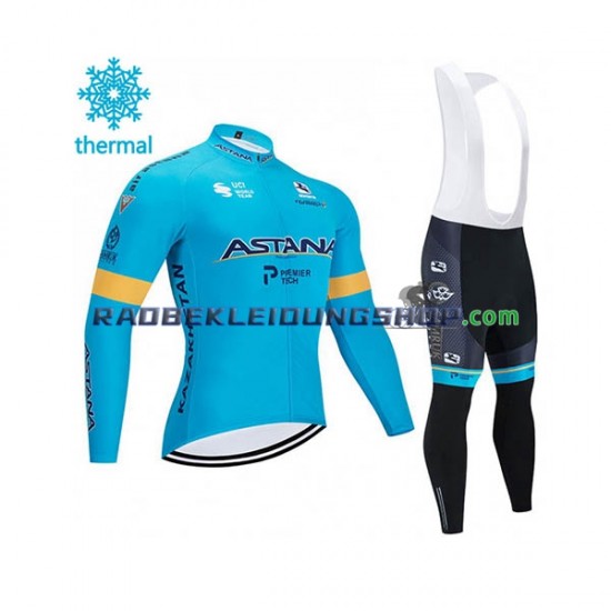 2020 Astana Pro Team Thermo Set(Radtrikot und Trägerhose) Herren N001