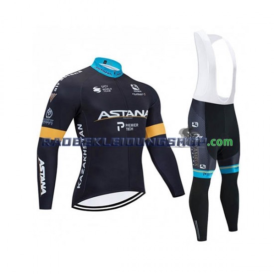 2020 Astana Pro Team Set(Radtrikot Langarm und Trägerhose Lang) Herren N002