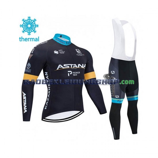 2020 Astana Pro Team Thermo Set(Radtrikot und Trägerhose) Herren N002