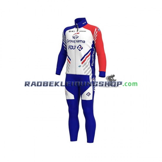 2020 Groupama–FDJ Set(Radtrikot Langarm und Trägerhose Lang) Herren N001