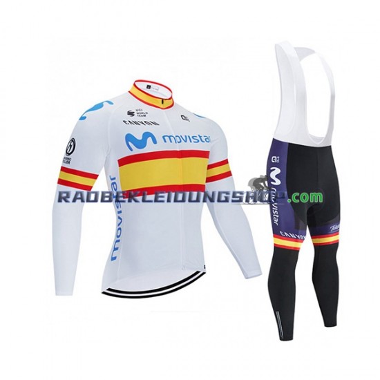 2020 Movistar Team Set(Radtrikot Langarm und Trägerhose Lang) Herren N002