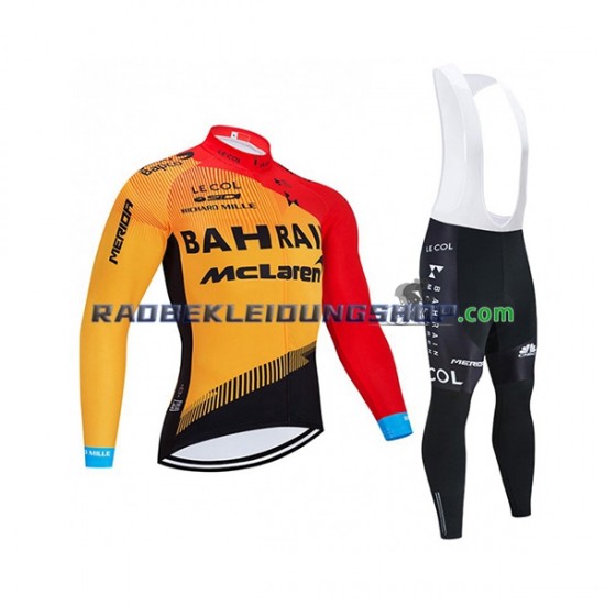 2020 Team Bahrain McLaren Set(Radtrikot Langarm und Trägerhose Lang) Herren N001