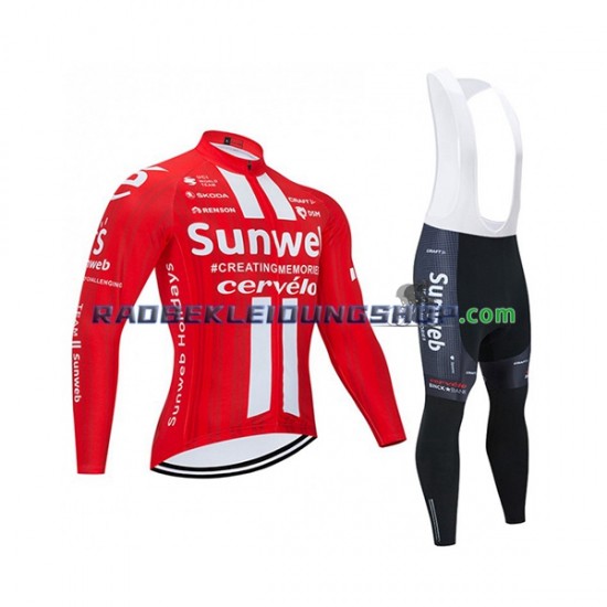 2020 Team Sunweb Set(Radtrikot Langarm und Trägerhose Lang) Herren N001