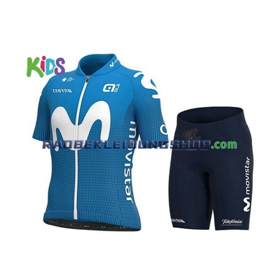 2021 Movistar Team Set(Radtrikot und Fahrradhose) Kinder N001