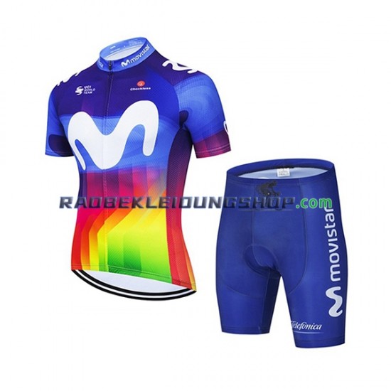 2021 Movistar team Set(Radtrikot und Fahrradhose) Kinder N002