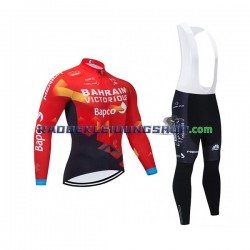 2021 Team Bahrain Victorious Set(Radtrikot Langarm und Trägerhose Lang) Herren N001