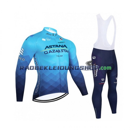 2022 Astana Qazaqstan Team Set(Radtrikot Langarm und Trägerhose Lang) Herren N001