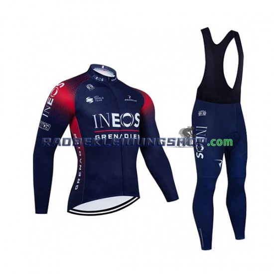 2022 Ineos Grenadiers Set(Radtrikot Langarm und Trägerhose Lang) Herren N001