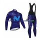 2022 Movistar Team Set(Radtrikot Langarm und Trägerhose Lang) Herren N002