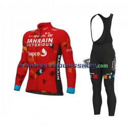 2022 Team Bahrain Victorious Set(Radtrikot Langarm und Trägerhose Lang) Herren N001