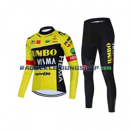 2022 Team Jumbo-Visma Set(Radtrikot Langarm und Radhose Lang) Damen N001